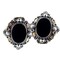2.25" x 2" Large Gothic Silver Black Velvet Cameo Pendant 1 Piece